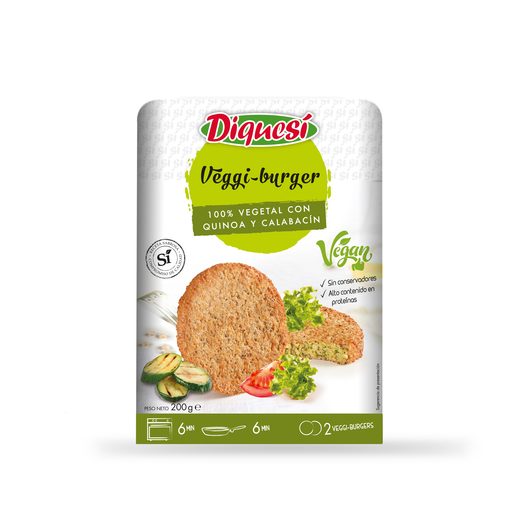 DIQUESI hamburguesas veganas de calabacín y quinoa bandeja 200 gr