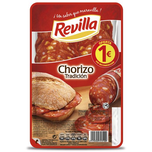 REVILLA chorizo tradición en lonchas sobre 70 gr